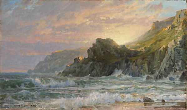 Sunset on a Rocky Coast Oil Painting by William Trost Richards