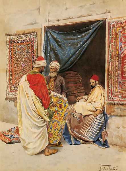 The Carpet Merchant Oil Painting by Giulio Rosati