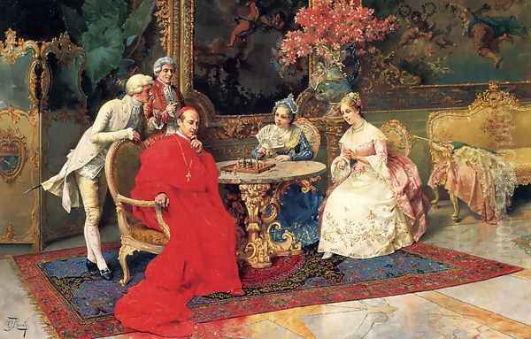 The Chess Players Oil Painting by Giulio Rosati