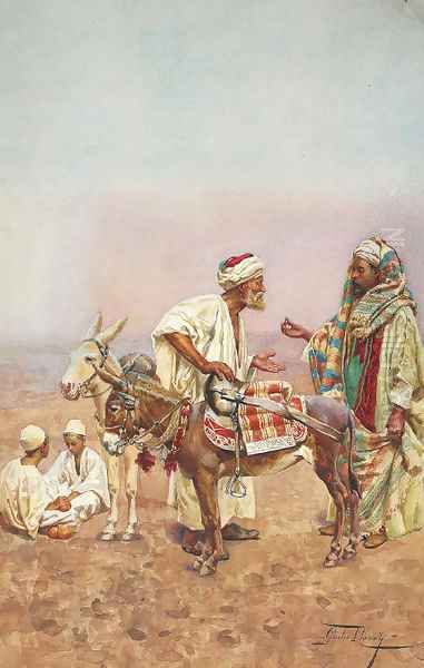 One Dirham for a Ride through the Desert Oil Painting by Giulio Rosati