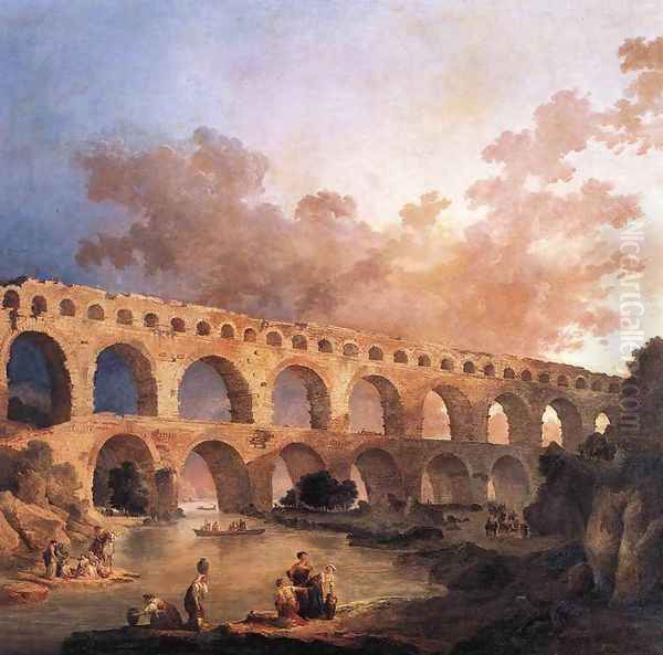 The Pont du Gard 1787 Oil Painting by Hubert Robert