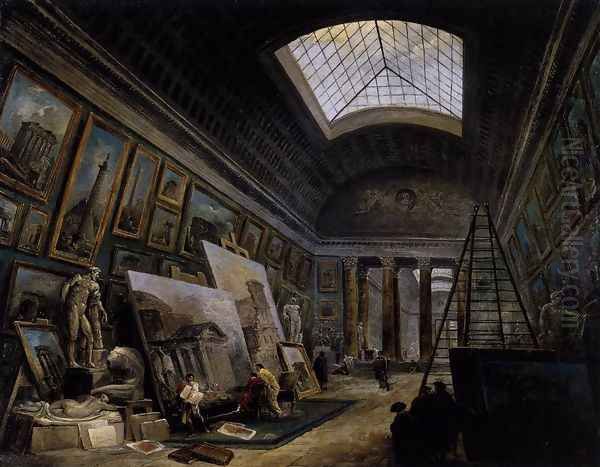 Imaginary View of the Grande Galerie in the Louvre 1789 Oil Painting by Hubert Robert