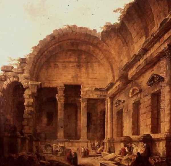 Interior of the Temple of Diana at Nimes, 1787 Oil Painting by Hubert Robert