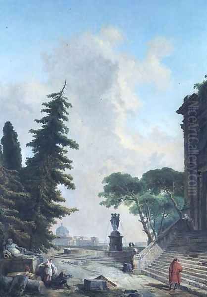 Terrace of a Roman Palace Oil Painting by Hubert Robert