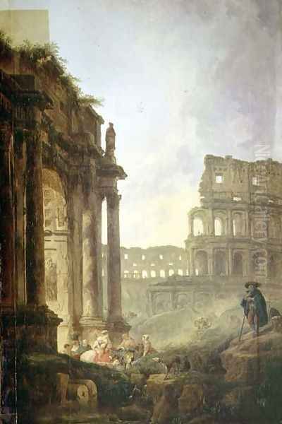 Italian landscape Oil Painting by Hubert Robert