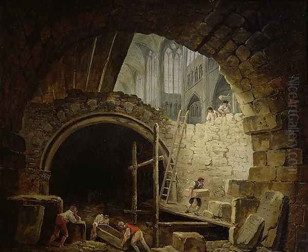 Plundering the Royal Vaults at St. Denis in October 1793 Oil Painting by Hubert Robert