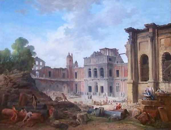 Demolition of the Chateau of Meudon Oil Painting by Hubert Robert