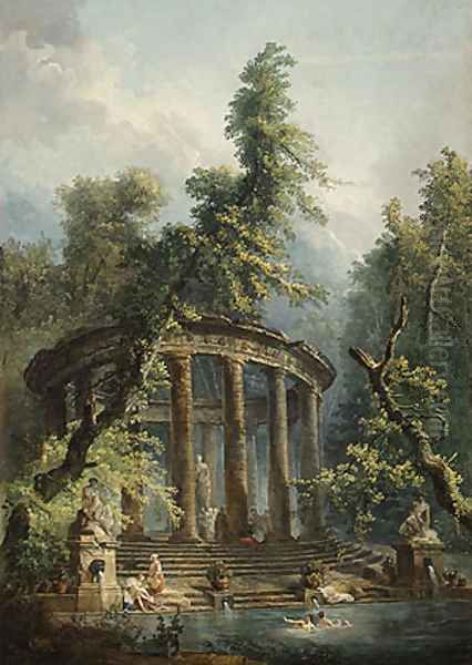 The Bathing Pool Oil Painting by Hubert Robert