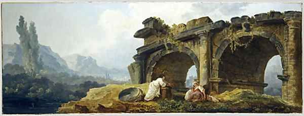 Arches in Ruins overdoor Oil Painting by Hubert Robert