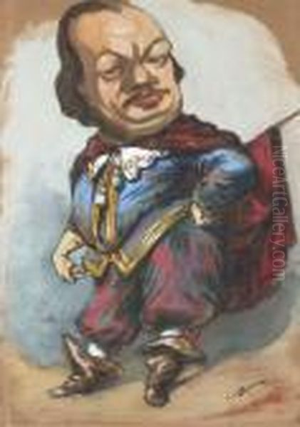 Une Caricature D'un Homme En Mousquetaire Avec Une Epee Oil Painting by Nadar