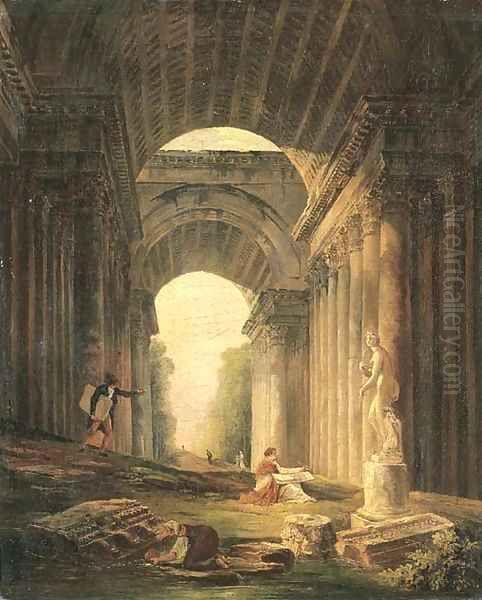 'Le Dessinateur' Oil Painting by Hubert Robert