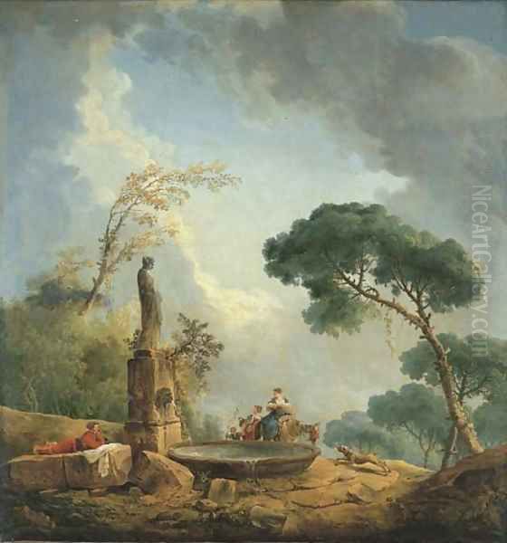 La fontaine à la vestale Oil Painting by Hubert Robert