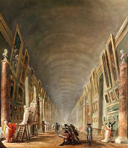 The Grande Galerie (detail) Oil Painting by Hubert Robert