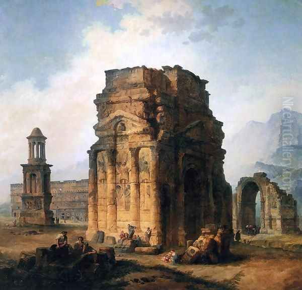 The Arc de Triomphe and the Theatre of Orange Oil Painting by Hubert Robert