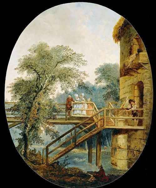 The Footbridge Oil Painting by Hubert Robert