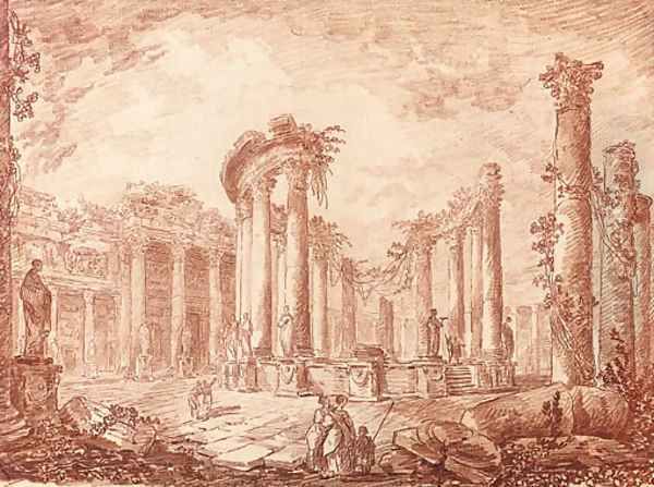 The temple of Serapides at Pozzuoli Oil Painting by Hubert Robert