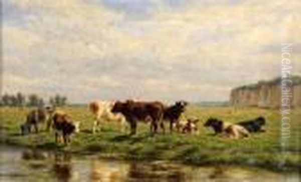 Vache A L'abreuvoir Oil Painting by Willem Carel Nakken