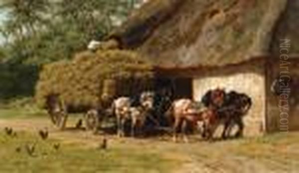 Stacking The Hay Oil Painting by Willem Carel Nakken