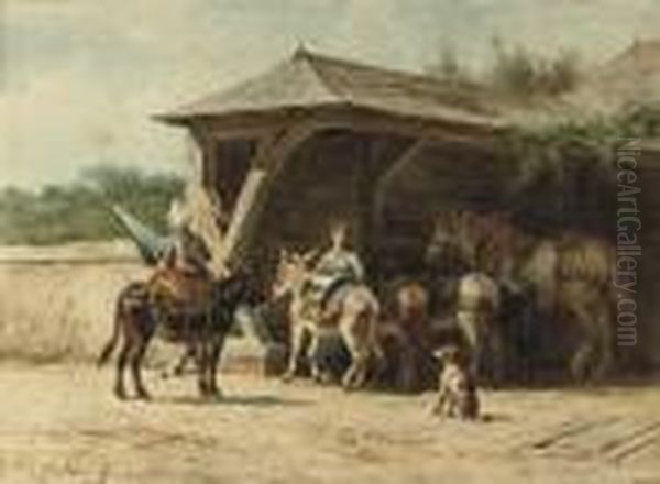 The Barn In Summer Oil Painting by Willem Carel Nakken