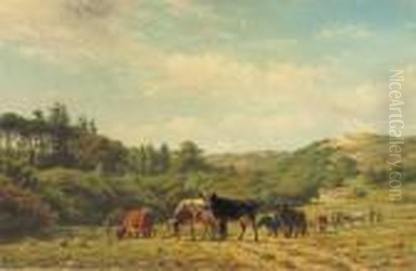 Cattle Near The Dunes Oil Painting by Willem Carel Nakken