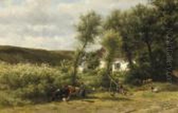 By The White Farmhouse Oil Painting by Willem Carel Nakken