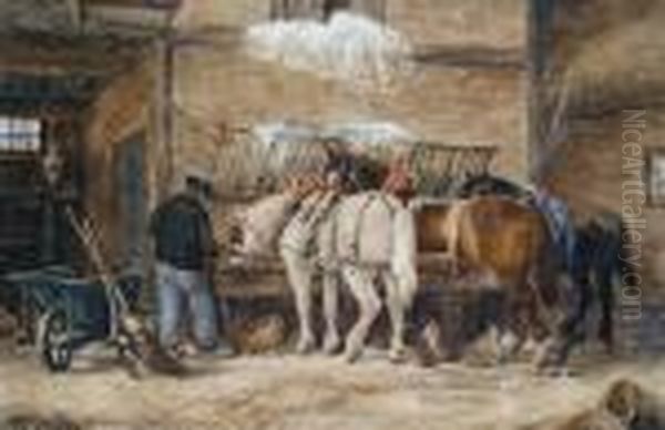 Feeding Time Oil Painting by Willem Carel Nakken