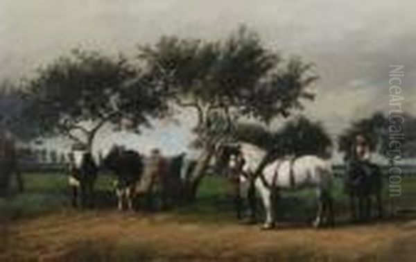 Paysage A Beuzeville Oil Painting by Willem Carel Nakken