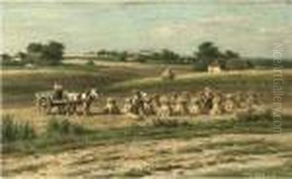 Harvesting Hay Oil Painting by Willem Carel Nakken