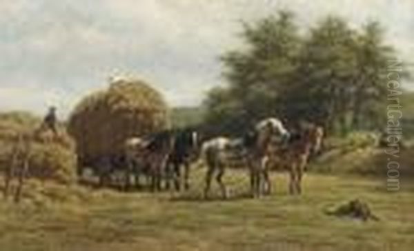 Late Summer: Loading The Hay-cart Oil Painting by Willem Carel Nakken