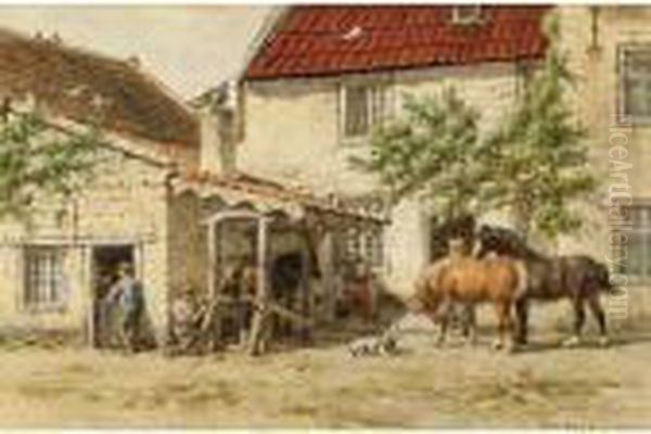 At The Smithy Oil Painting by Willem Carel Nakken