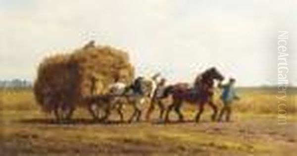 At The End Of A Harvest Day Oil Painting by Willem Carel Nakken