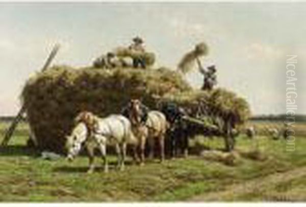 Bringing In The Hay Oil Painting by Willem Carel Nakken