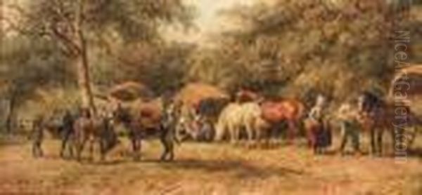 The Halt Of The Caravan Oil Painting by Willem Carel Nakken