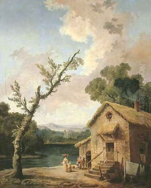 Maison pres du lac Oil Painting by Hubert Robert