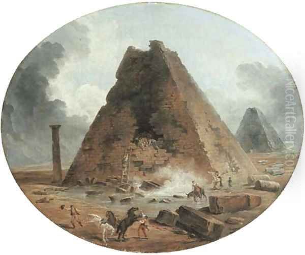 The sack of two pyramids Oil Painting by Hubert Robert