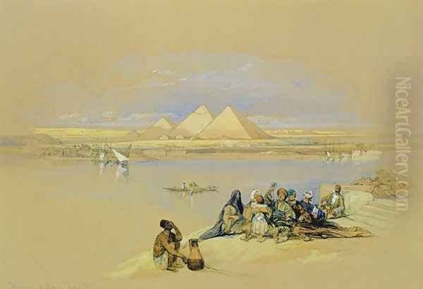 The Pyramids at Giza, near Cairo Oil Painting by David Roberts