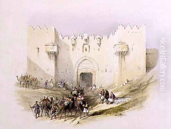 Gate of Damascus, Jerusalem, April 14th 1839, plate 3 from Volume I of The Holy Land, engraved by Louis Haghe 1806-85 pub. 1842 Oil Painting by David Roberts