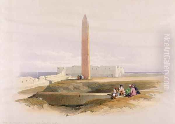 Obelisk at Alexandria, commonly called Cleopatras Needle, from Egypt and Nubia, Vol.1 Oil Painting by David Roberts