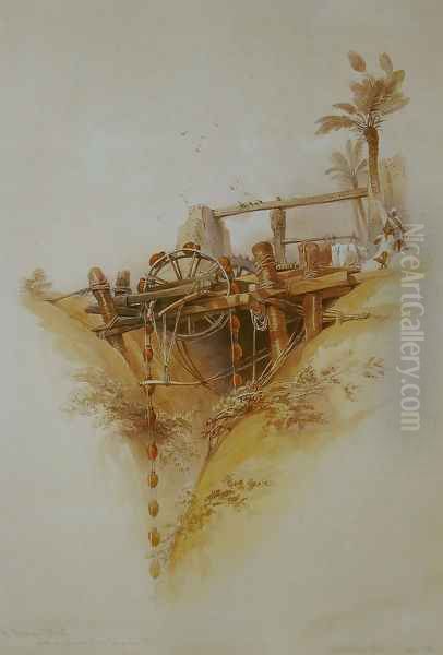 05 Persian Wheel used for drawing water from the Nile Oil Painting by David Roberts