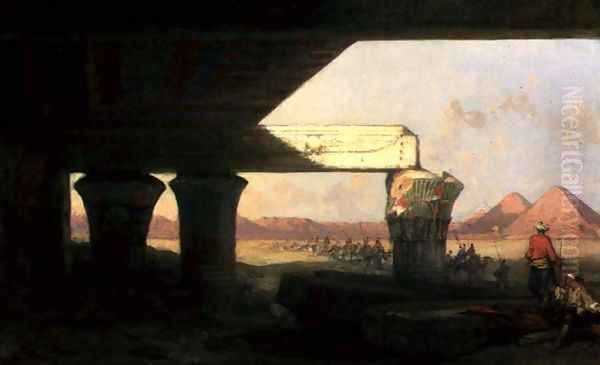 Egyptian Landscape with a Distant View of the Pyramids, 1862 Oil Painting by David Roberts