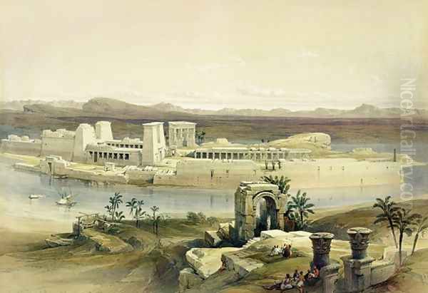 General View of the Island of Philae, Nubia, from Egypt and Nubia, Vol.1 Oil Painting by David Roberts