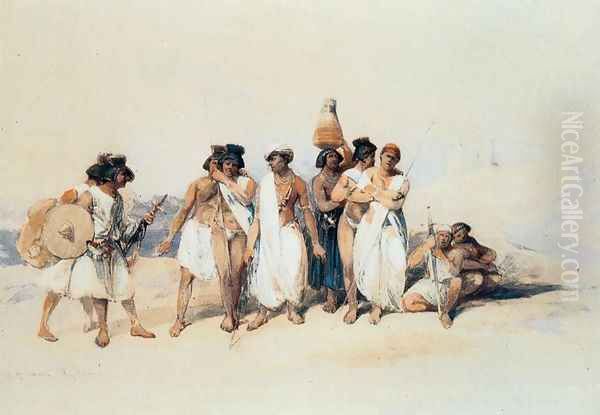 A Nubian group, Wady Kardassy Oil Painting by David Roberts