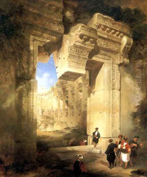 The Gateway of the Great Temple at Baalbec Oil Painting by David Roberts