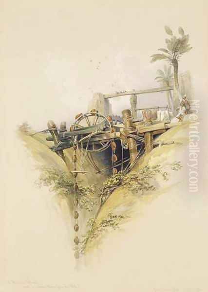 A Persian Water Wheel, used in raising water from the Nile, from Egypt and Nubia, Vol.1 Oil Painting by David Roberts