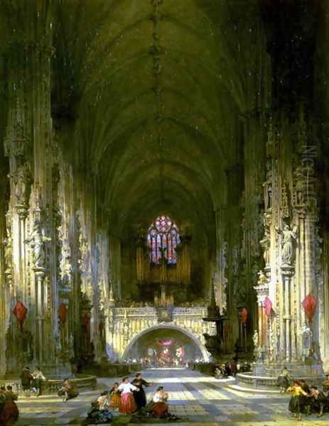 Interior, St. Stephens Vienna Oil Painting by David Roberts