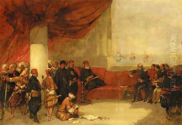 Interview with the Viceroy of Egype at His Palace in Alexandria Oil Painting by David Roberts