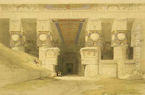 Facade of the Temple of Hathor, Dendarah, from Egypt and Nubia, Vol.1 Oil Painting by David Roberts