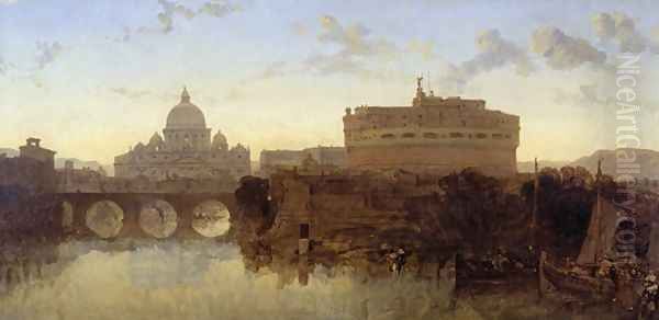 Rome, St Peters and the Castel St. Angelo Oil Painting by David Roberts