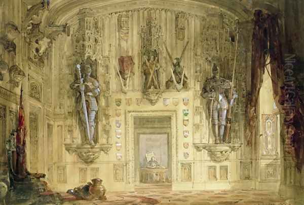 Abbotsford, the Hall, 1834 Oil Painting by David Roberts