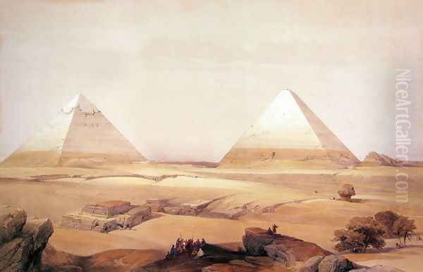 10 Pyramids of Geezeh Oil Painting by David Roberts